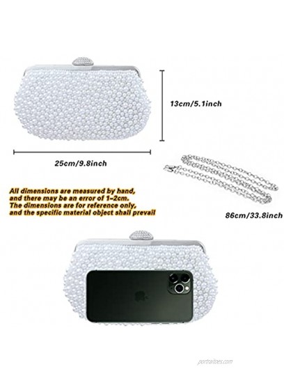 TOPFIVE Women's Pearl Beaded Clutch Evening Handbags for Formal Bridal Wedding Clutch Purse Prom Cocktail Party