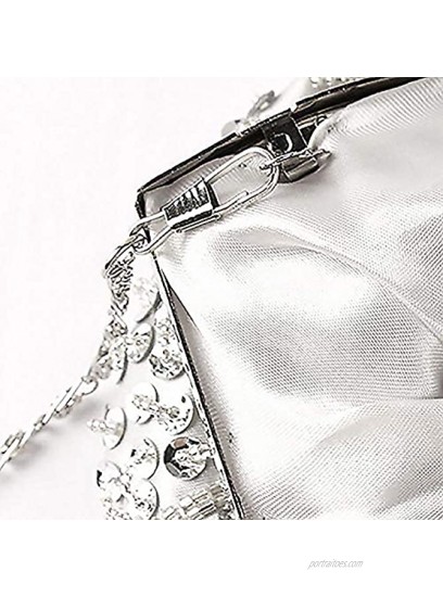 Vistatroy Floral Designer Evening Bag Beaded Sequin Design Vintage Kissing Lock Satin Clutch Purse Bag Wedding Party Clutch