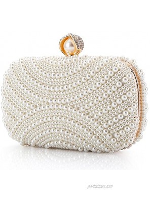 Womens Clutch Luxury Evening Bags Full Beaded Artificial Pearls Handbag for Wedding Parites Prom A