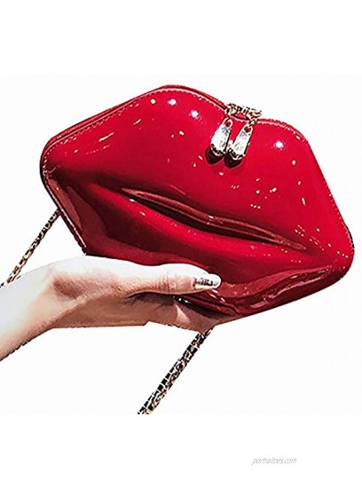Women's Lips Evening Bag Purses Clutch Vintage Banquet Handbag Chain Crossbody Shoulder Bag