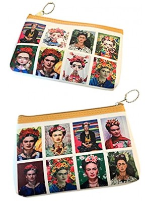 Frida Kahlo 2 Pack Zippered Accessory Cosmetic Bag Set Beautiful Iconic Images