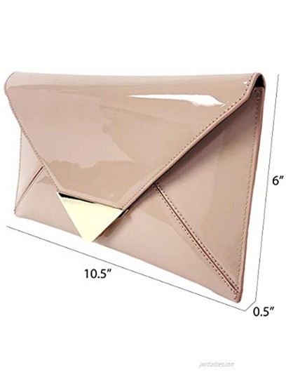 JNB Faux Patent Leather Glossy Envelope Clutch