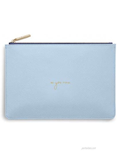 Katie Loxton Be You Tiful Women's Medium Vegan Leather Clutch Perfect Pouch Sky Blue