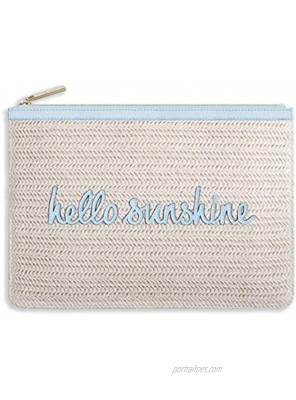 Katie Loxton Hello Sunshine Womens Large Straw Coco Clutch Pouch Pale Blue