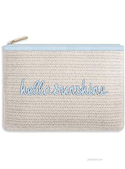 Katie Loxton Hello Sunshine Womens Large Straw Coco Clutch Pouch Pale Blue