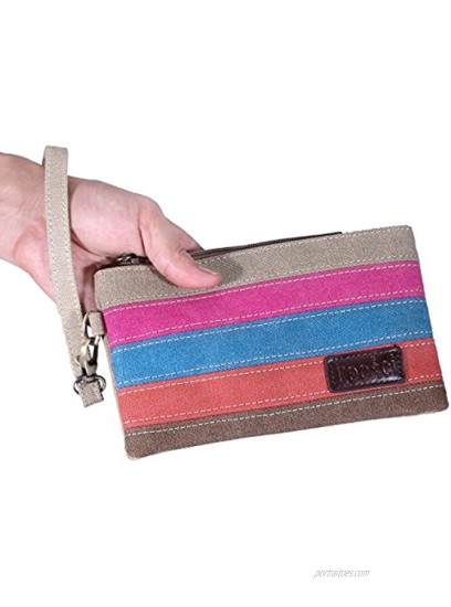 Lecxci Women's Canvas Smartphone Wristlets Bag Clutch Wallets Purses for iPhone 6S 7 Plus 8 Plus X