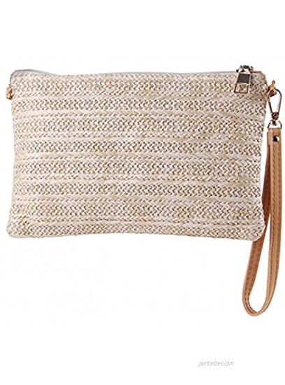 Oweisong Women Straw Clutch Bags Summer Beach Shoulder Crossbody Purse Handmade Woven Envelope Bag Wallet