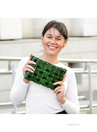Time Resistance Leather Clutch Women's Purse Wrist Bag Shoulder Bag Handbag