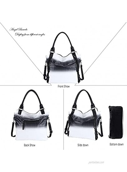 Angel Kiss Fashion Hobo Handbags for Women Handbags Shoulder Tote Bags Ladies Crossbody Washed Leather Bag 3pcs Purse Set