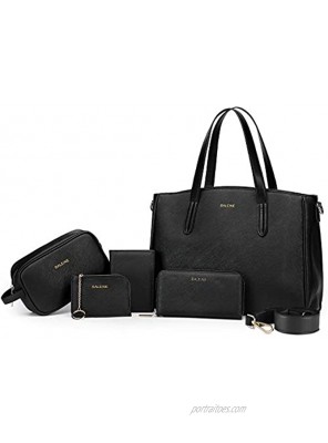 BALEINE 5 Pcs Handbag Set Womens Handbags with Shoulder Bags Small purse Wallet Cosmetic Hand Bag and Card Holder