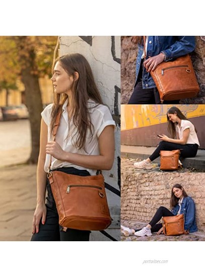 Berliner Bags Vintage Leather Shoulder Bag Siena Crossbody Handbag for Women Brown