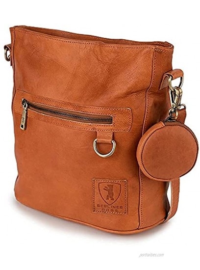 Berliner Bags Vintage Leather Shoulder Bag Siena Crossbody Handbag for Women Brown