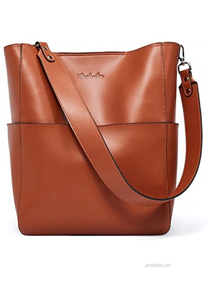 BOSTANTEN Leather Bucket Handbags for Women Tote Shoulder Bag Hobo Bag Purses