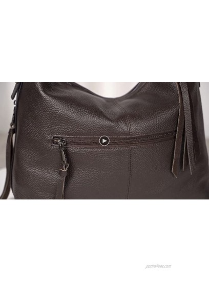 BOSTANTEN Leather Handbags for Women Concealed Carry Large Designer Hobo Bags Ladies Shoulder Crossbody Purse