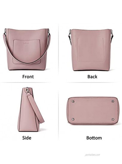 BROMEN Hobo Bags for Women Designer Handbags Vegan Leather Bucket Purse Shoulder Crossbody bag Pink