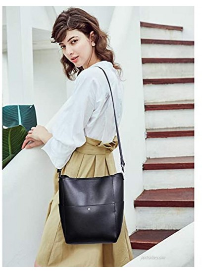 BROMEN Women Handbag Designer Vegan Leather Hobo Handbags Shoulder Bucket Cross-body Purse