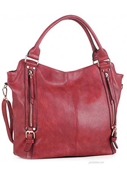 DELUXITY Hobo Shoulder Bags for Women Tote Handbags Fashion Large Capacity Ladies Crossbody Front Zippers