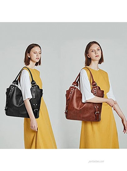 Leather Hobo Bags for Women Medium Ladies Satchel Shoulder Handbag Fashion Crossbody Bags Top Handle Tote Bucket Purse…