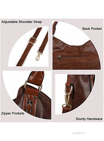 Leather Hobo Bags for Women Medium Ladies Satchel Shoulder Handbag Fashion Crossbody Bags Top Handle Tote Bucket Purse…