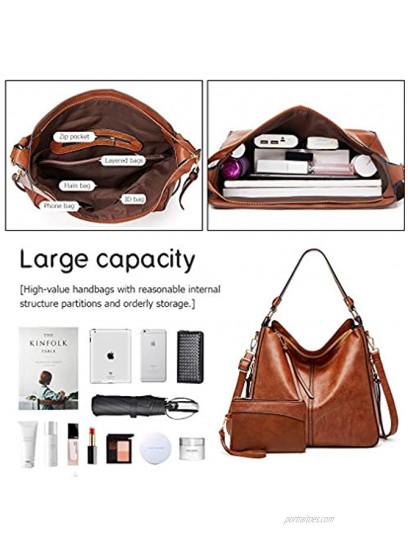 Lifetooler Womens Hobo Tote Handbags Retro Large Size Shoulder Bag Casual Faux Leather Crossbody Bags…
