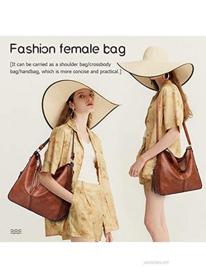 Lifetooler Womens Hobo Tote Handbags Retro Large Size Shoulder Bag Casual Faux Leather Crossbody Bags…