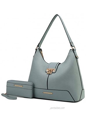 MKF Set Hobo Bag for Women & Wristlet Wallet – PU Leather Designer Handbag Purse – Shoulder Strap Lady Pocketbook