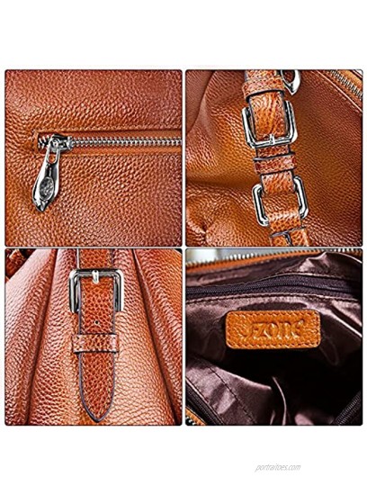 S-ZONE Womens Hobo Genuine Leather Shoulder Bag Top-handle Handbag Ladies Purses
