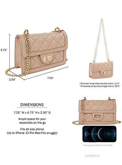 SG SUGU Small Quilted Crossbody Bag Trendy Designer Shoulder Bag Phone Wallet Purse for Women