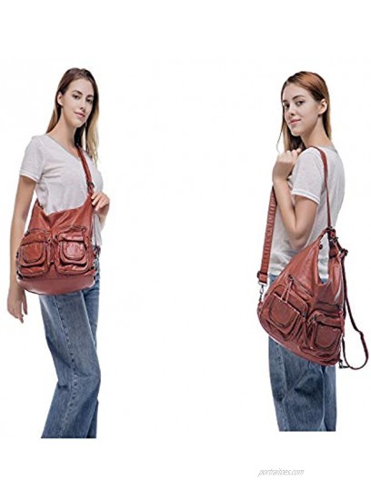Soft Leather Purse Large Tote Bag for Women Multiple Pocket Hobo Shoulder backpack Bag 2019