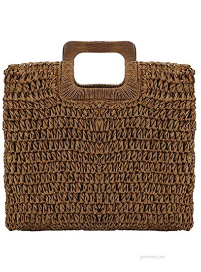 Straw Tote Bag Women Hand Woven Large Casual Handbags Hobo Straw Beach Bag with Lining Pockets for Daily Use Beach Travel