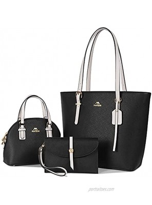Tote Bag for Women Fashion Handbags Purse with Adjustable Top Handles Water Resistant Leather Wallet Crossbody Satchel Bag Wallets Hobo for Daily Travel,3pcs Set Black