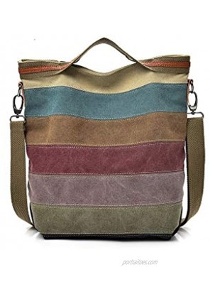 Womens Shoulder Bags Canvas Hobo Handbags Multi-Color Casual Messenger Bag Top Handle Tote Crossbody Bags Stripe One Size