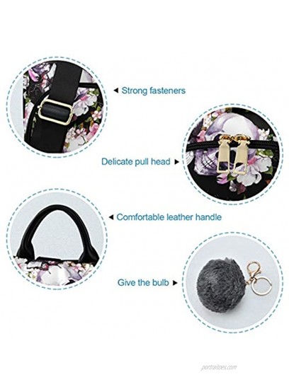 ALAZA Skulls Flowers Birds Butterfly Backpack Purse for Women Anti Theft Fashion Back Pack Shoulder Bag