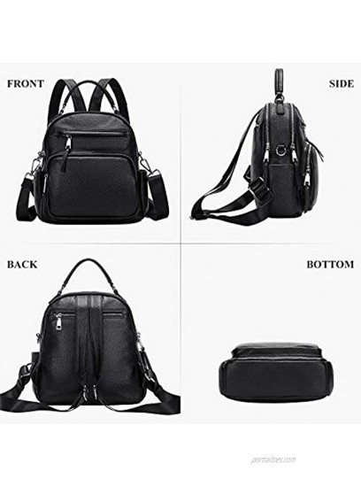 ALTOSY Genuine Leather Backpack for Women Small Convertible Backpack Purse Ladies Shoulder Bag 4 in 1 to Carry