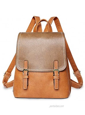 Backpack Purse for Women Brown Leather Fashion Backpack Mini Ladies Backpack Lightweight Everyday Bag…