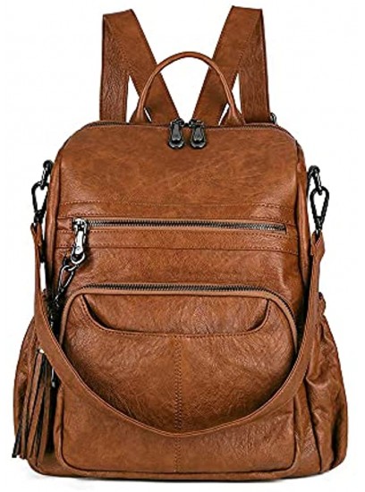 Backpack Purse for Women Ladies Fashion PU Leather Shoulderbag Girls Travel School Convertible Rucksack with Tassel