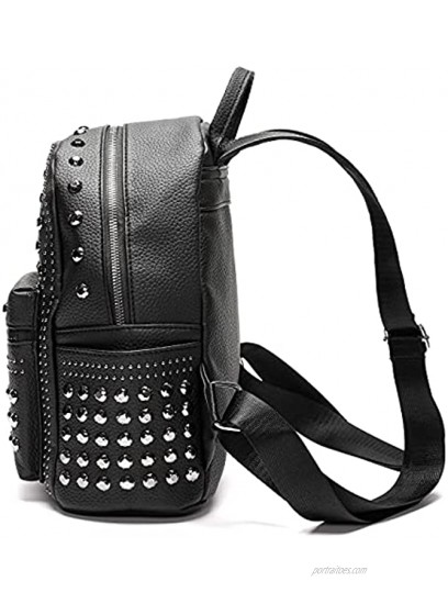 Black Faux Leather Studded Backpack Purse Rhinestone Backpack Purse Gothic Motorcycle Biker Backpack Purse Mall Goth Bag Gothic Gifts for Women
