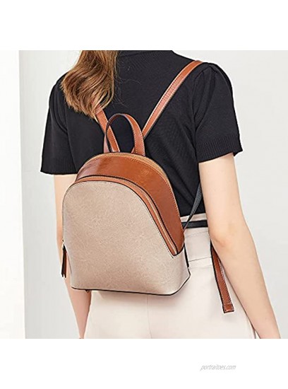 BoeshiBa Genuine Leather Backpack Purse for Women Travel College Bag Handbag Shoulder Bag Multi-functional Backpack