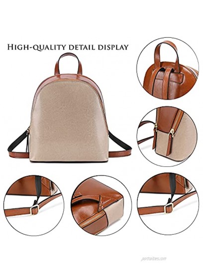 BoeshiBa Genuine Leather Backpack Purse for Women Travel College Bag Handbag Shoulder Bag Multi-functional Backpack