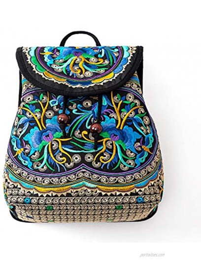 Embroidered Backpack Purse for Women Boho Purses Vintage Hippie Backpack Bag Canvas Shoulder Bag for Women Girls