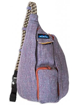 KAVU Mini Rope Tweed Bag Sling Crossbody Backpack Travel Purse Vintage Violet