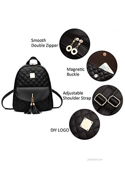 Kuang Women's Fashion Backpack 3-pieces Casual Ladies Shoulder Bags Pu Leather Backpack Purse for Girls