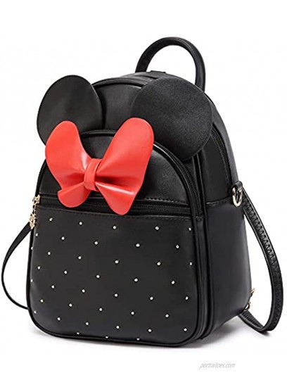 Mini Backpack Girls Bowknot Cute Leather Kids Backpack Small Daypack Convertible Shoulder Bag Purse for Womens School Daily