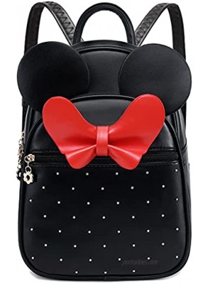 Mini Backpack Girls Bowknot Cute Leather Kids Backpack Small Daypack Convertible Shoulder Bag Purse for Womens School Daily
