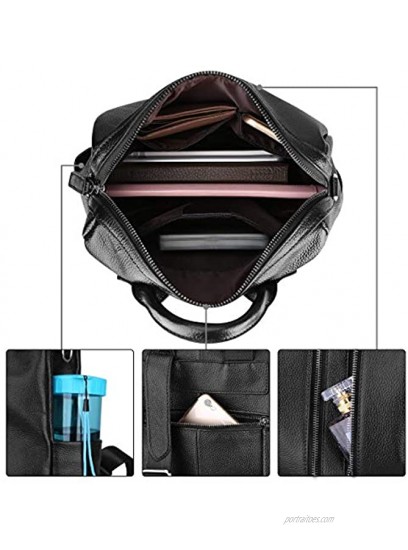 S-ZONE Women Genuine Leather Backpack Casual Shoulder Bag Purse Medium