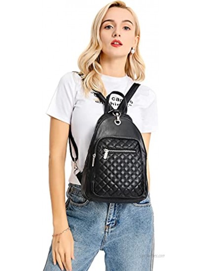 Small Backpack Purse for Women-Multi-pocket Vegan Leather Backpack Purse Convertible PU Travel Shoulder Handbag