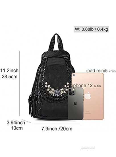 Small Backpack Purse for Women Purses and Handbags for Teen Girls Wash Leather Sling Bags Ladies Crossbody Bags Flower