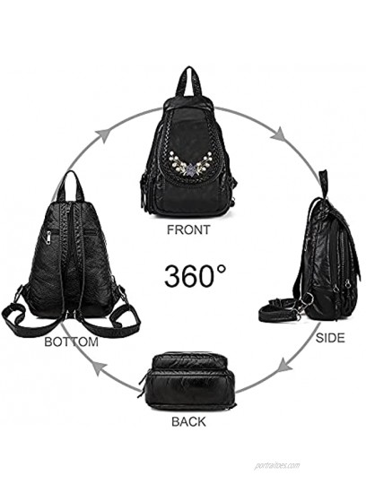 Small Backpack Purse for Women Purses and Handbags for Teen Girls Wash Leather Sling Bags Ladies Crossbody Bags Flower