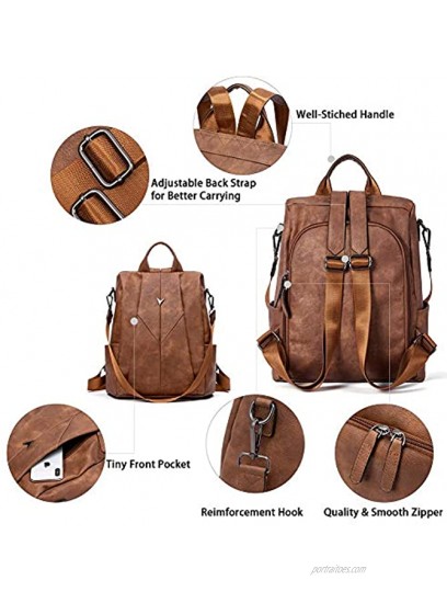 WESTBRONCO Backpack Purse for Women Leather Travel Anti Theft Large Designer Backpacks Ladies Shoulder Bag