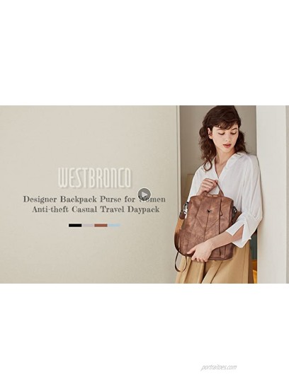 WESTBRONCO Backpack Purse for Women Leather Travel Anti Theft Large Designer Backpacks Ladies Shoulder Bag